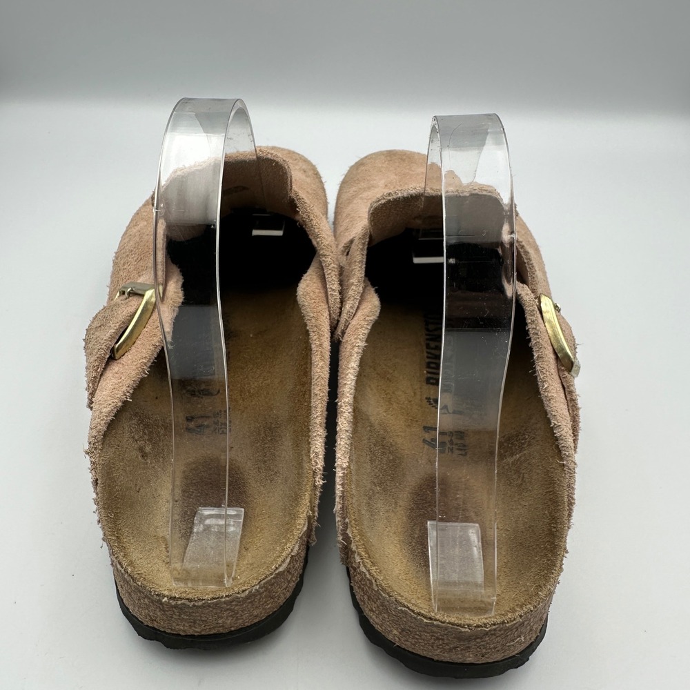 Birkenstock Boston Suede Clog W10 M8 Light Rose Pink Buckle Slip On Mules 41 - Picture 12 of 13